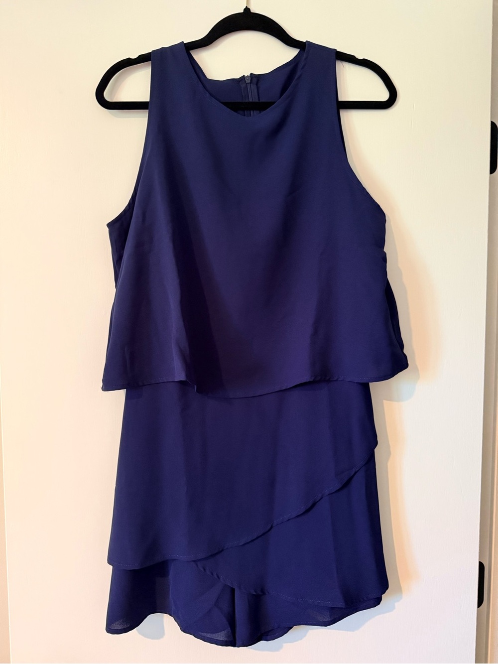 Asymmetrical Navy Blue Layered Sleeveless Jumper (shorts)